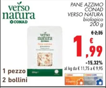 Conad PANE AZZIMO CONAD VERSO NATURA biologico 200 g offerta