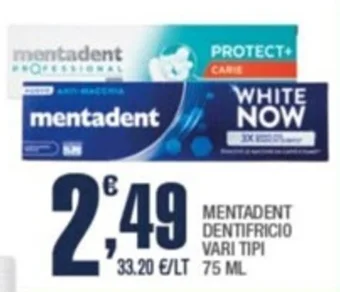 Splendidi e Splendenti MENTADENT DENTIFRICIO VARI TIPI 75 ml offerta