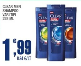Splendidi e Splendenti CLEAR MEN SHAMPOO VARI TIPI 225 ML offerta