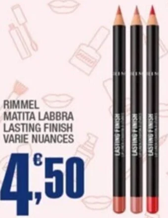 Splendidi e Splendenti RIMMEL MATITA LABBRA LASTING FINISH VARIE NUANCES offerta