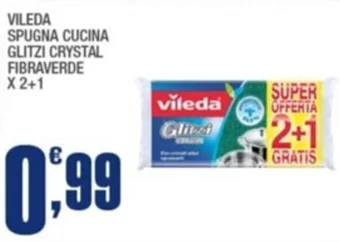 Splendidi e Splendenti VILEDA SPUGNA CUCINA GLITZI CRYSTAL FIBRAVERDE X 2+1 offerta