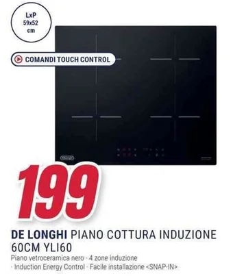 Trony DE LONGHI PIANO COTTURA INDUZIONE 60CM YLI60 offerta