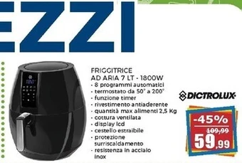 Happy Casa Dictrolux friggitrice ad aria 1800w offerta