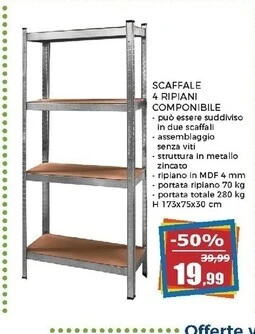 Happy Casa Scaffale 4 ripiani componibile offerta