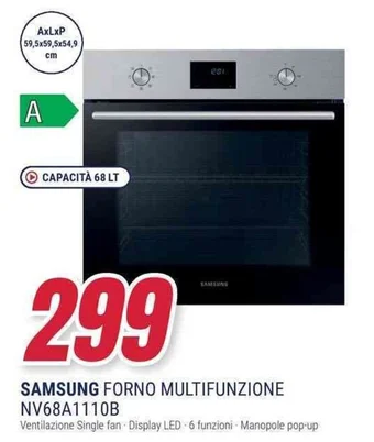 Trony SAMSUNG FORNO MULTIFUNZIONE NV68A1110B offerta