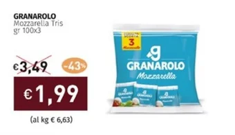 Prezzemolo e Vitale GRANAROLO Mozzarella Tris gr 100x3 offerta