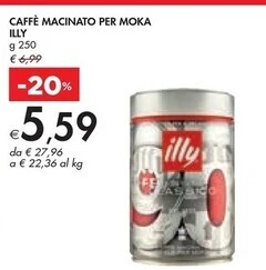 Bennet Illy caffè macinato per moka offerta