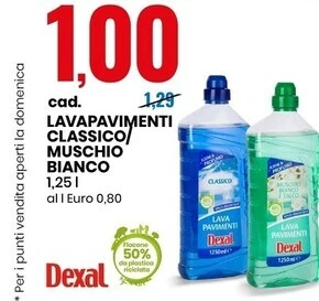 Eurospin Dexal lavapavimenti classico/muschio bianco offerta