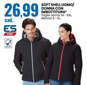 Eurospin Es sport soft shell uomo/donna con imbottitura offerta