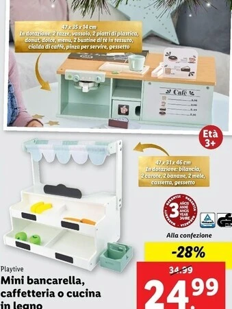 Lidl Playtive mini bancarella, caffetteria o cucina legno offerta