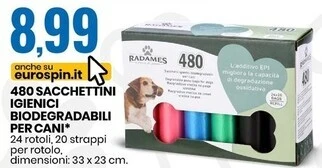 Eurospin Radames 480 sacchettini igienici biodegradabili per cani offerta