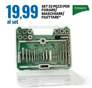 Eurospin Professional keiros set 33 pezzi per forare/maschiare/filettare offerta