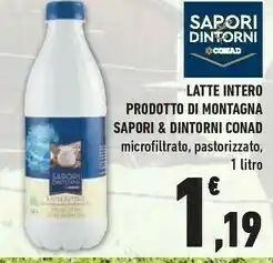 Conad Conad - Latte Intero Microfiltrato Pastorizzato 1000 G(ml) offerta