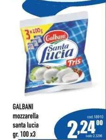 Del Prete Distribuzioni GALBANI mozzarella santa lucia gr. 100 x3 offerta