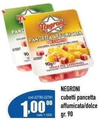Del Prete Distribuzioni NEGRONI cubetti pancetta affumicata/dolce gr. 90 offerta