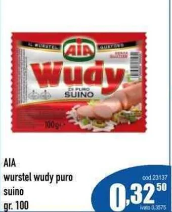 Del Prete Distribuzioni AIA wurstel wudy puro suino gr. 100 offerta