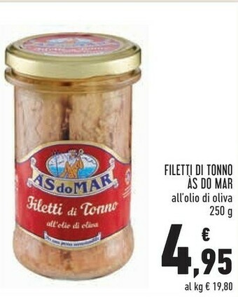 Conad Asdomar Filetti Di Tonno All'Olio Di Oliva 250 G(ml) offerta
