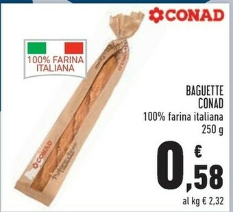 Conad Conad Baguette 100% Farina Italiana 250 G offerta