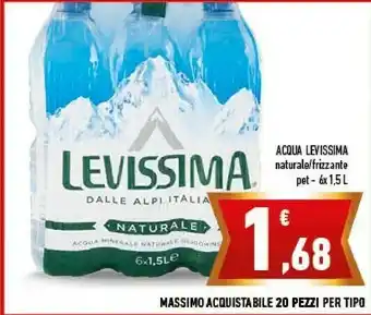 Conad Levissima Acqua Naturale Dalle Alpi Italiane 1500 G(ml) offerta
