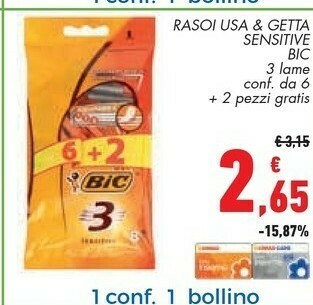 Conad Superstore Bic Rasoi Usa & Getta Sensitive offerta