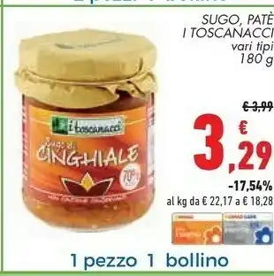 Conad Superstore I toscanacci Sugo Di Cinghiale 180 G(ml) offerta