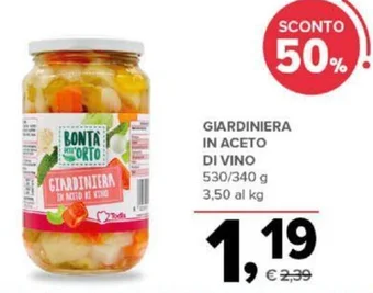 Todis GIARDINIERA IN ACETO DI VINO 530/340 g offerta