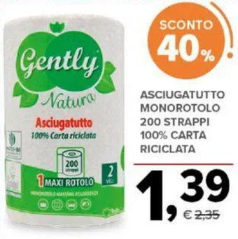 Todis ASCIUGATUTTO MONOROTOLO 200 STRAPPI 100% CARTA RICICLATA offerta
