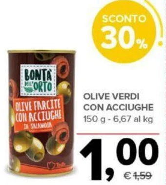 Todis OLIVE VERDI CON ACCIUGHE 150 g offerta