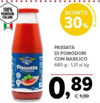 Todis PASSATA DI POMODORI CON BASILICO 680 g offerta