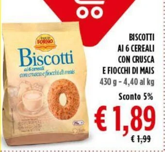 Todis BISCOTTI AI 6 CEREALI CON CRUSCA E FIOCCHI DI MAIS 430 g offerta