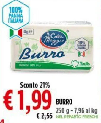 Todis BURRO 250 g offerta
