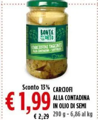 Todis CARCIOFI ALLA CONTADINA IN OLIO DI SEMI 290 g offerta