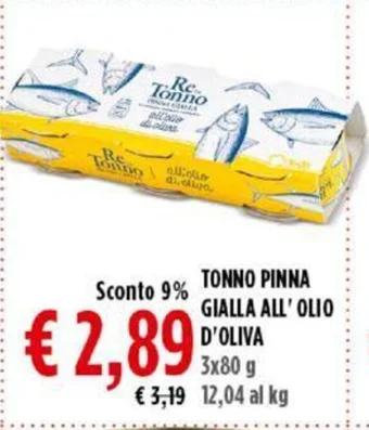 Todis TONNO PINNA GIALLA ALL'OLIO D'OLIVA 3x80 g offerta