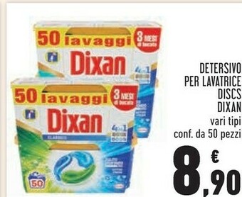 Conad Dixan Detersivo Per Lavatrice Discs 50 Pezzi offerta