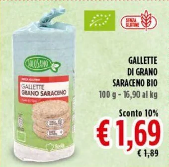 Todis GALLETTE DI GRANO SARACENO BIO 100 g- 16,90 al kg offerta