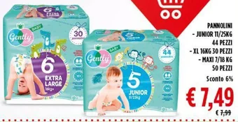 Todis PANNOLINI -JUNIOR 11/25KG 44 PEZZI - XL 16KG 30 PEZZI - MAXI 7/18 KG 50 PEZZI offerta