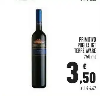 Conad Terre Avare Primitivo Puglia Igt offerta