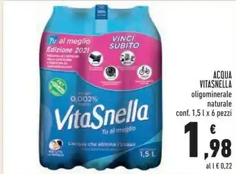 Conad Superstore Vitasnella Acqua Pura E Naturale Oligominerale 1500 G(ml) offerta