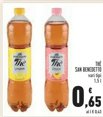 Conad San Benedetto Thè Zero Zucchero Pesca 1500 G(ml) offerta