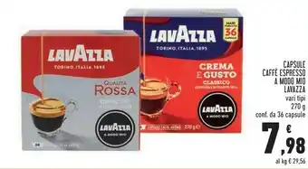 Conad Lavazza Capsule Caffe Espresso A Modo Mio 270g offerta