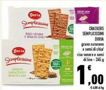 Conad Doria Semplicissimi Crackers Al Grano Saraceno E Semi Di Chia 245 G(ml) offerta