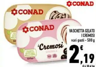 Conad Conad - Gelato Al Pistacchio Affogato Al Gianduia I Cremosi 500 G(ml) offerta