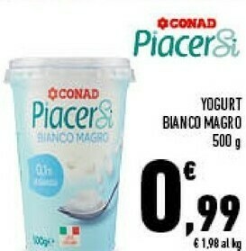Conad Conad - Yogurt Magro Bianco Piacersi 500 G(ml) offerta