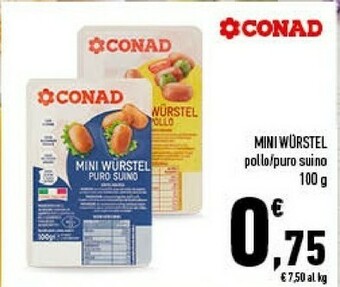 Conad Conad - Mini Wurstel Di Puro Suino 100 G(ml) offerta