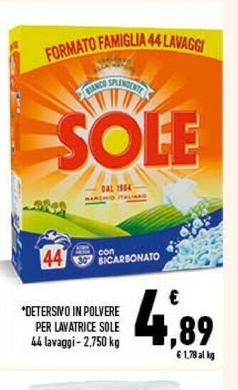 Conad Sole Detersivo In Polvere Per Lavatrice offerta