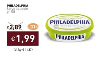 Prezzemolo e Vitale PHILADELPHIA Senza Lattosio gr 175 offerta