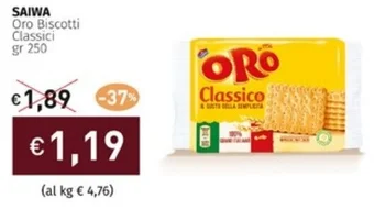Prezzemolo e Vitale SAIWA Oro Biscotti Classici gr 250 offerta