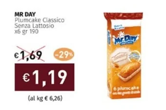 Prezzemolo e Vitale MR DAY Plumcake Classico Senza Lattosio x6 gr 190 offerta