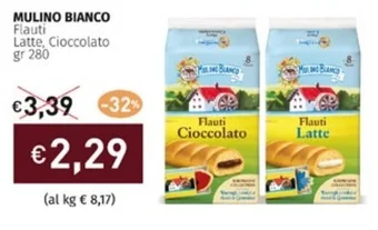 Prezzemolo e Vitale MULINO BIANCO Flauti Latte, Cioccolato gr 280 offerta