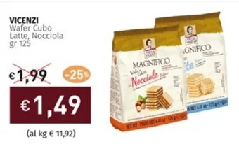 Prezzemolo e Vitale VICENZI Wafer Cubo Latte, Nocciola gr 125 offerta